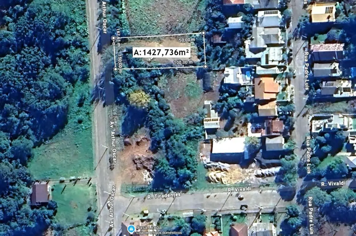LOTE 013 - ÁREA DE TERRA URBANA sem numeração adm, com 1.427,736m²,  Serafina Corrêa/RS,, no projetado prolongamento da Av Arthur Oscar