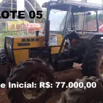 LOTE 005 - TRATOR AGRÍCOLA, Marca VALMET, Modelo 78.5, motor diesel, cor amarela, ano de fabricação 2004